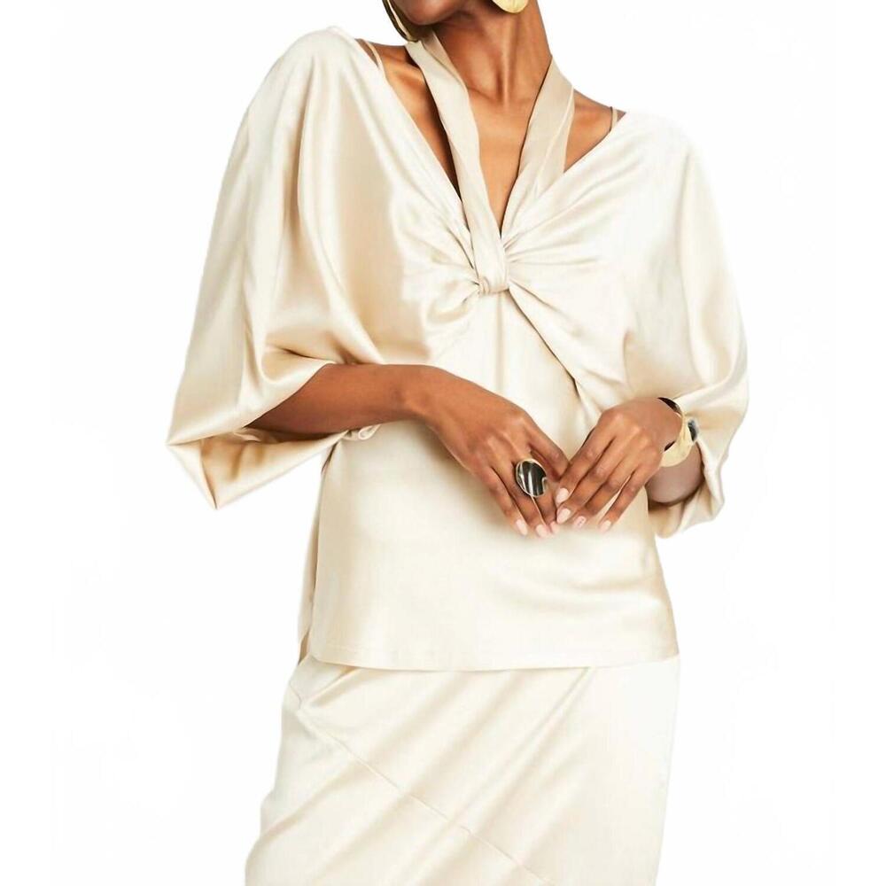 NEW BERYLL ali silk wrap top in latte